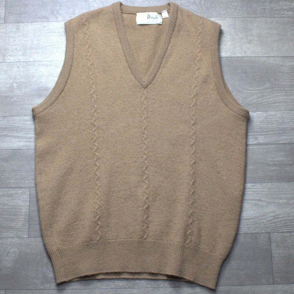 Vintage Pringle of Scotland Camel Hair Sweater Vest Men’s 40 Made in Scotland